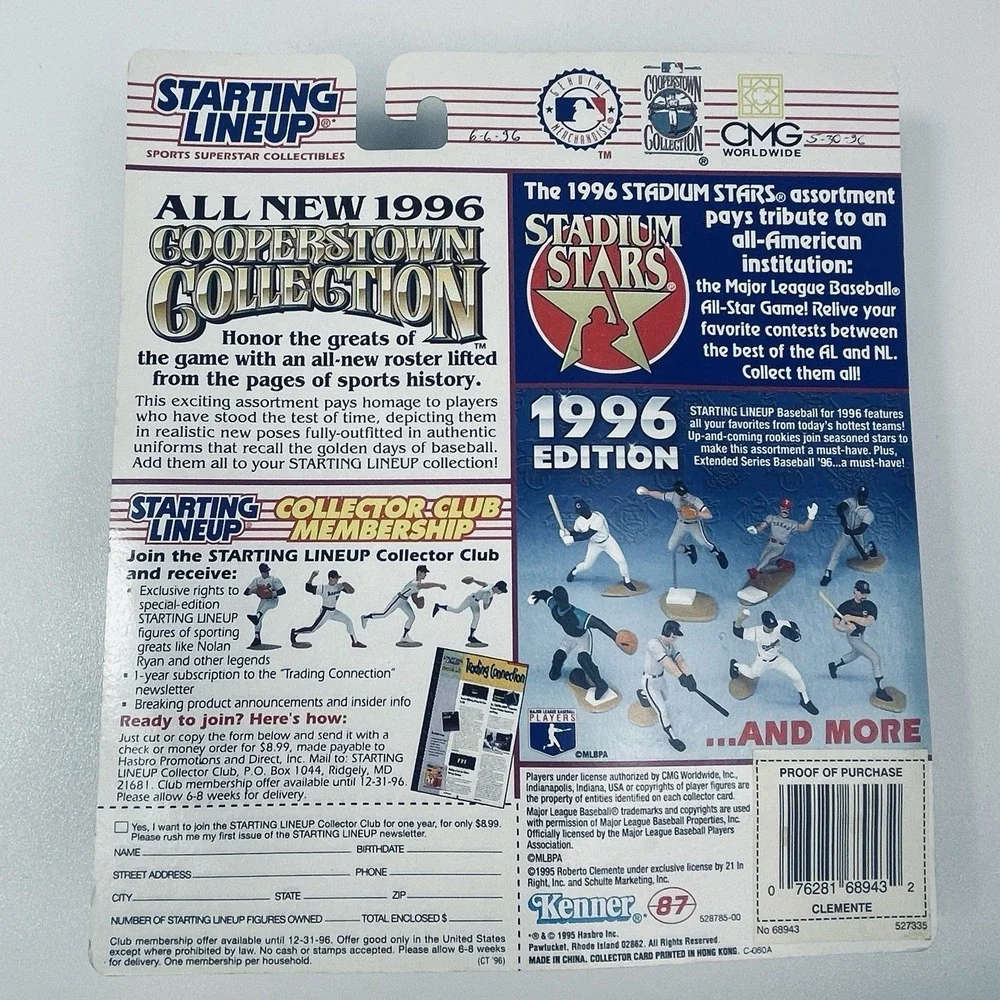 Starting Lineup Roberto Clemente Pittsburgh Pirates 1996 Kenner Hasbro